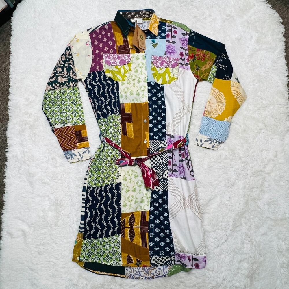 ASHLEY TAYLOR WOMENS PATCHWORK SHORT DRESS OSFM BOHEMIAN GYPSY 4